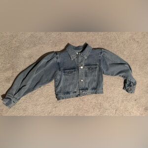 Fashion Nova denim crop jacket with cropped sleeves